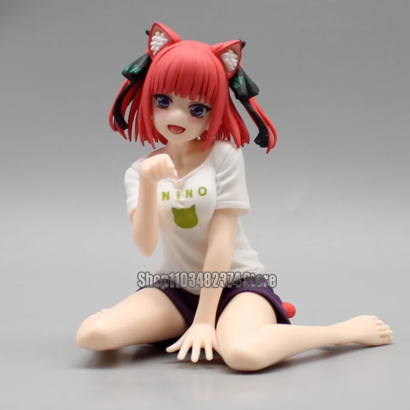12cm Anime Nakano Nino Figurine The Quintessential Quintuplets Doll Cat Nakano Miku Figure Model PVC In Stock Desktop Cute Toys