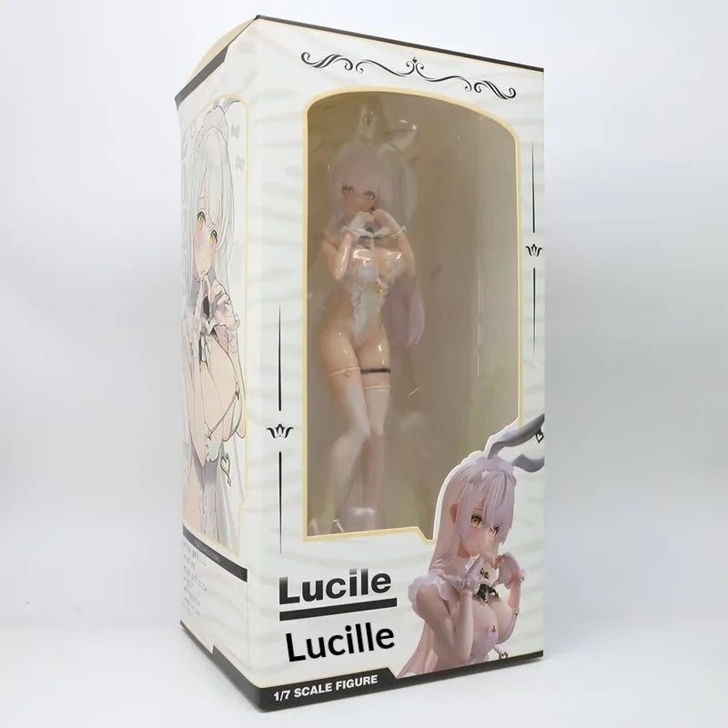 Lucille Bunny Girl Anime Figure Cute White Haired Maid Style Collectible Model Desktop Decoration For Anime Fans Display Statue