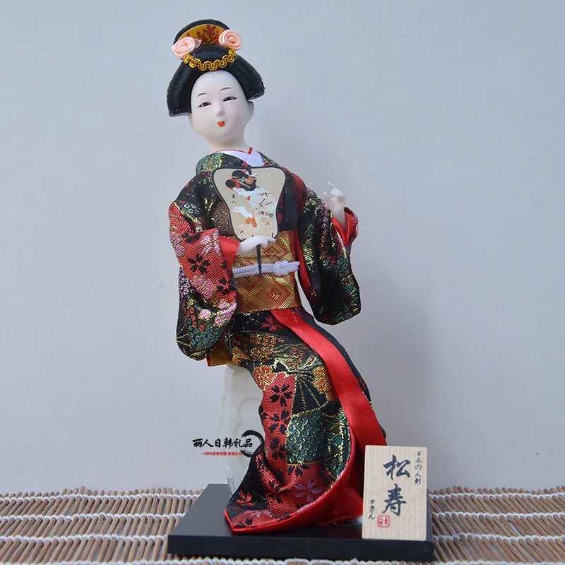 12inch Japanese Geisha Doll Statuette Sitting Figurine Japanese Kimono Kokeshi Kabuki Geisha Handicraft Ornament Birthday Gift