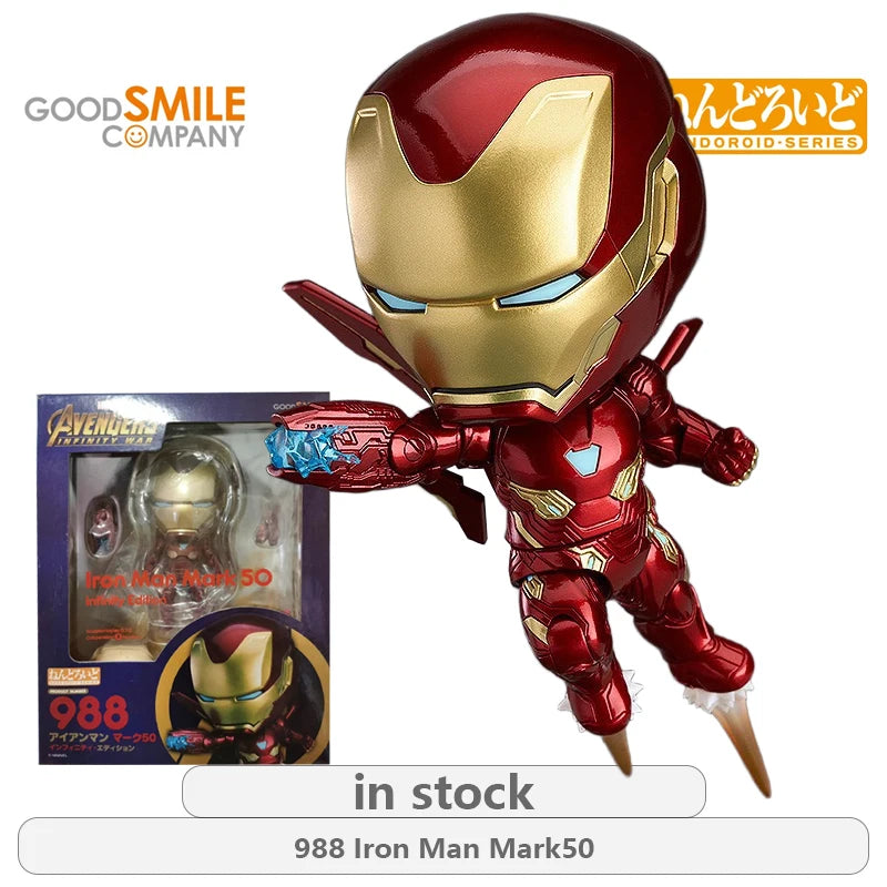 GSC Original NENDOROID Avengers: Endgame Series 1497-DX Iron Spider Man DX\988 Iron Man Mark50 Anime Action Figure Model Toys