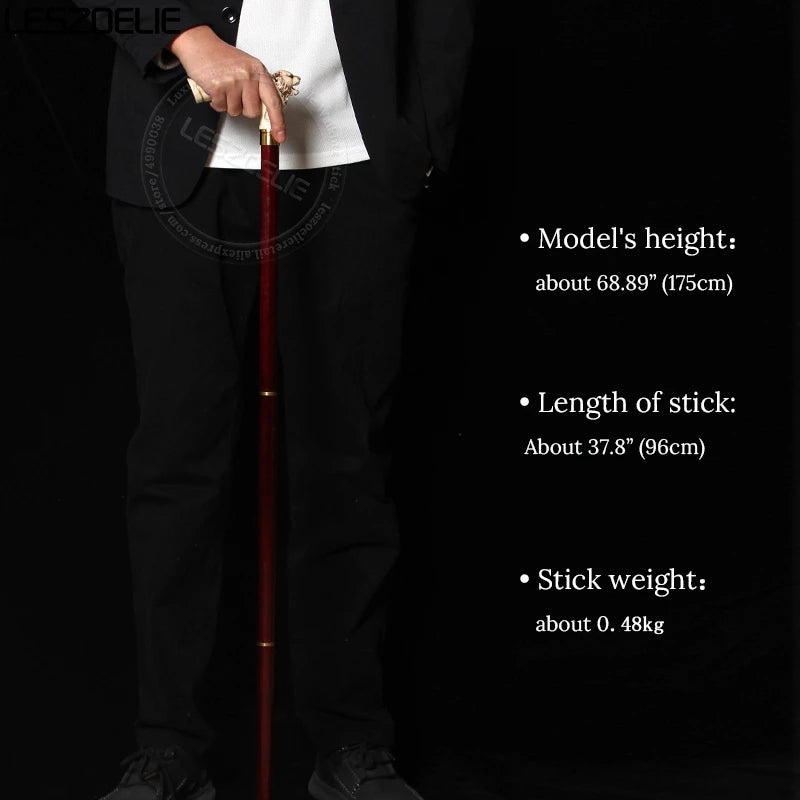 96 cm Gehstock mit Tigerkopf-Harzgriff, Herren, schwarz, Gehstock aus deutschem Buchenholz, Damen, rot, modische dekorative Stöcke