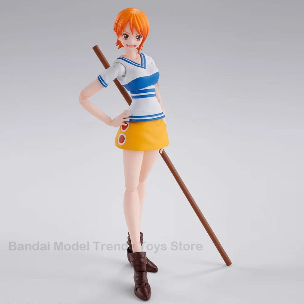 In Stock BANDAI SHF One Piece Model Kit Nami Romance Dawn Anime Action Figure Model Original Toys Ornament Gifts Collecting