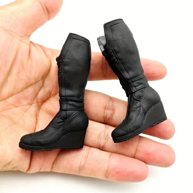 In Stock 1/6 Female American Civil War Black Pu Leather Bodysuit Jacket Head Sculpt Hollow Boots Model for 12" Action Figure Toy