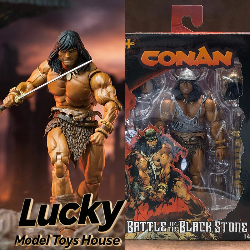 HC Studio 1/12 Barbarian Conan Muscle Body Warrior Action Figure Black Stone War Armored 6inch Full Set Soldier Model Doll