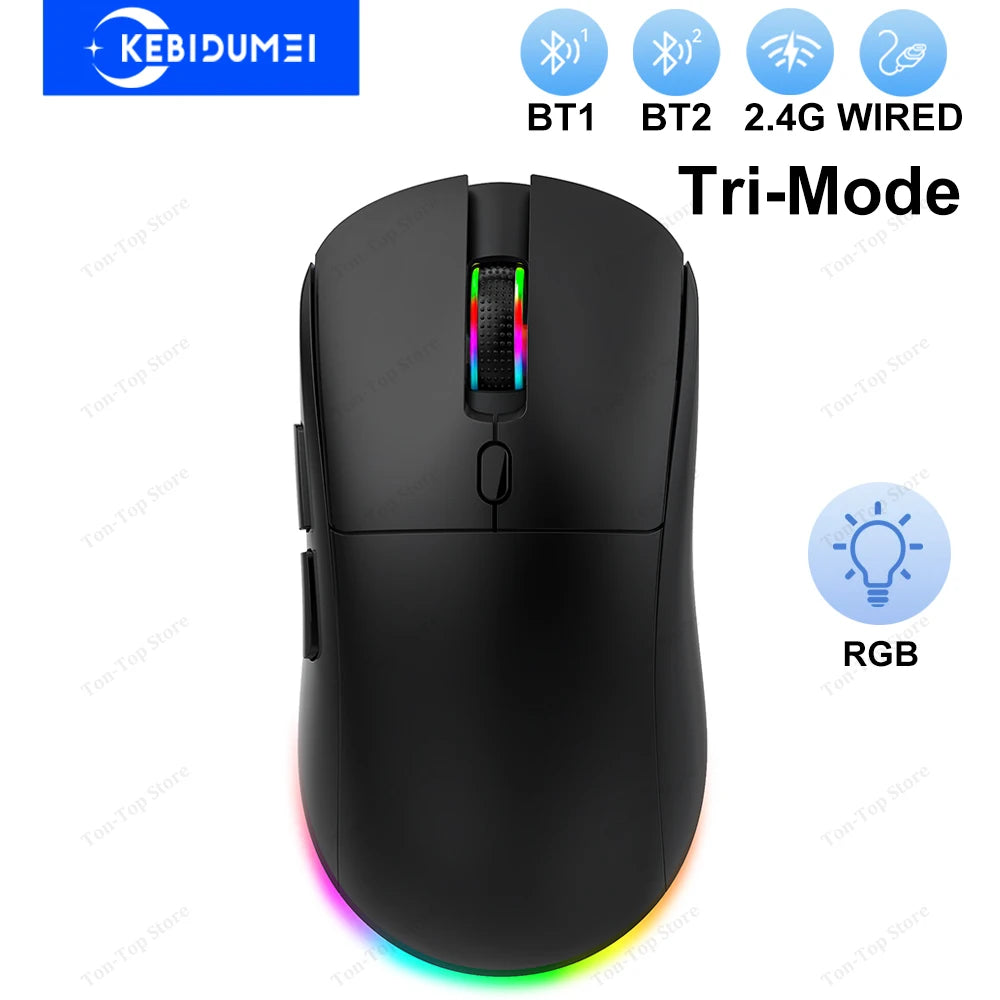Dual Bluetooth 5.3 Maus 2.4G Kabellose Maus USB-Kabelmaus Tri-Mode RGB Gaming-Maus 6 Tasten 4800DPI für PC Laptop Tablet