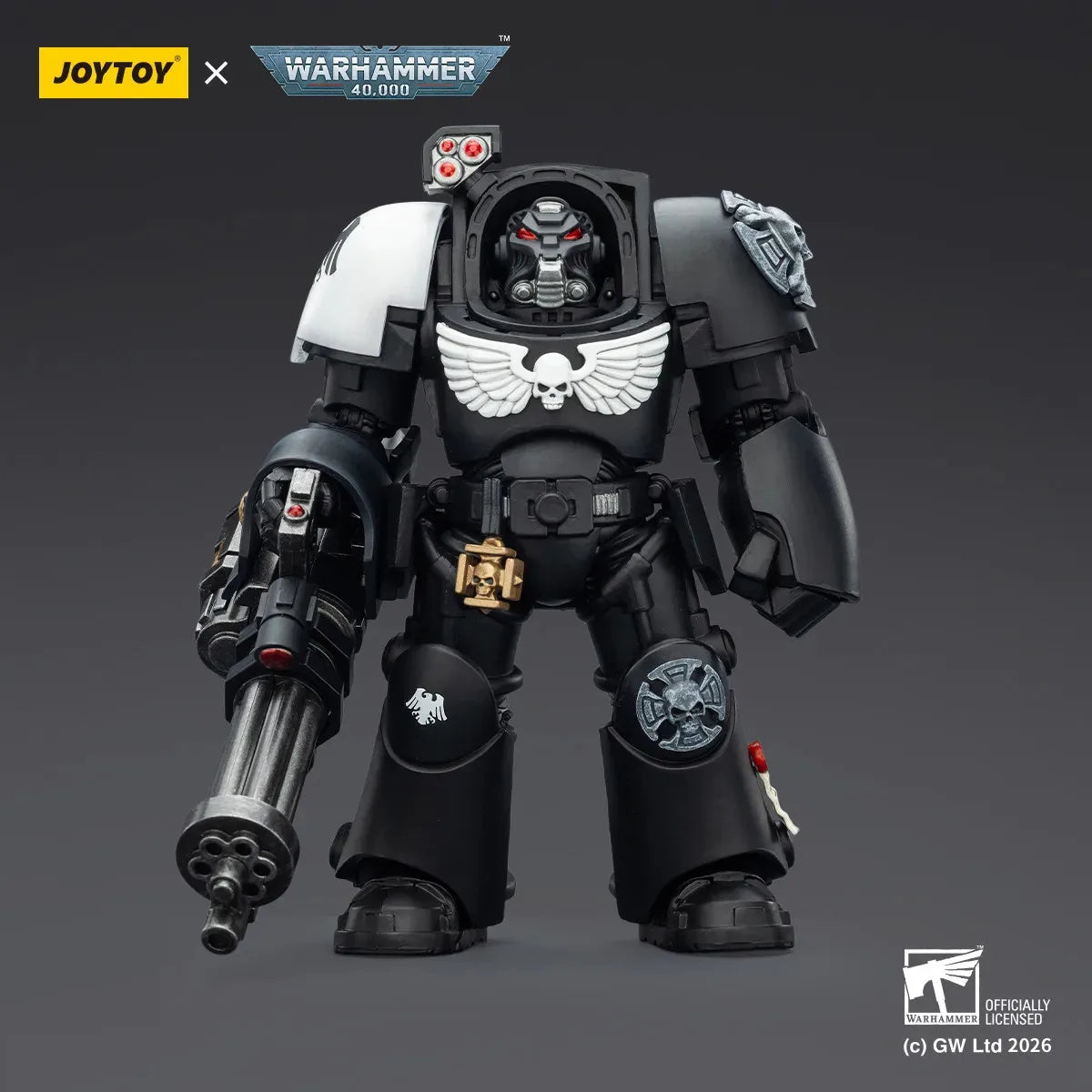 JOYTOY Warhammer 40000/40k Raven Guard Terminator 3 with Power Fist and Assault Cannon Action Figure Doll Decoration Gift Model