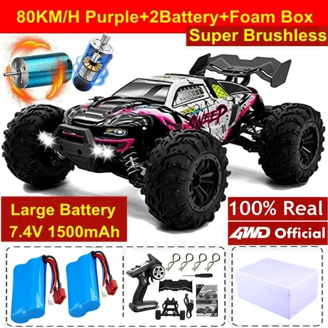 4WD Ferngesteuertes Auto Offroad 4x4 RC High Speed ​​Buggy Truck Super Brushless 50 oder 80KM/H Schnelles Drift Racing Spielzeug Kinder Erwachsene