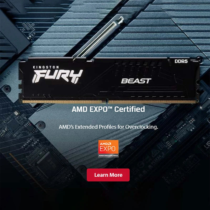 Kingston Fury Beast DDR5 Memory 16 8GB 4800 5200 5600MHz Desktop for AMD Intel CPU Motherboard Memory RAMs 288 PIN memory module