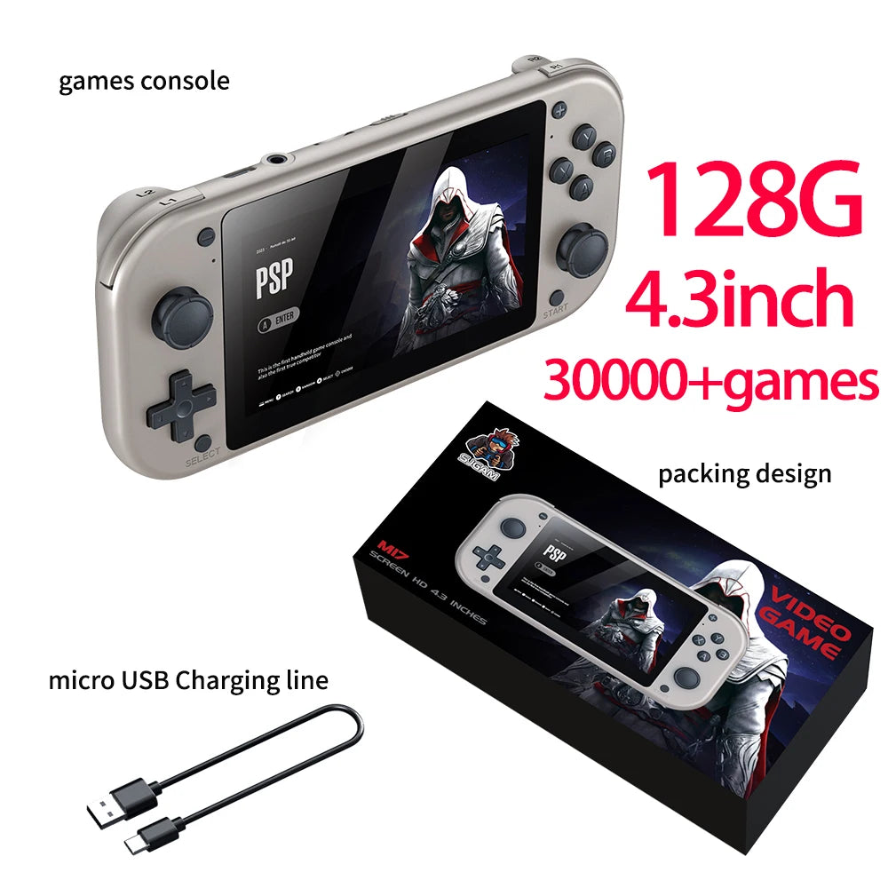 M17 Retro Handheld Video Game Console 4.3inch Screen 64G 128G Open Source Linux System Portable Pocket Video Player 30000+ GAMES
