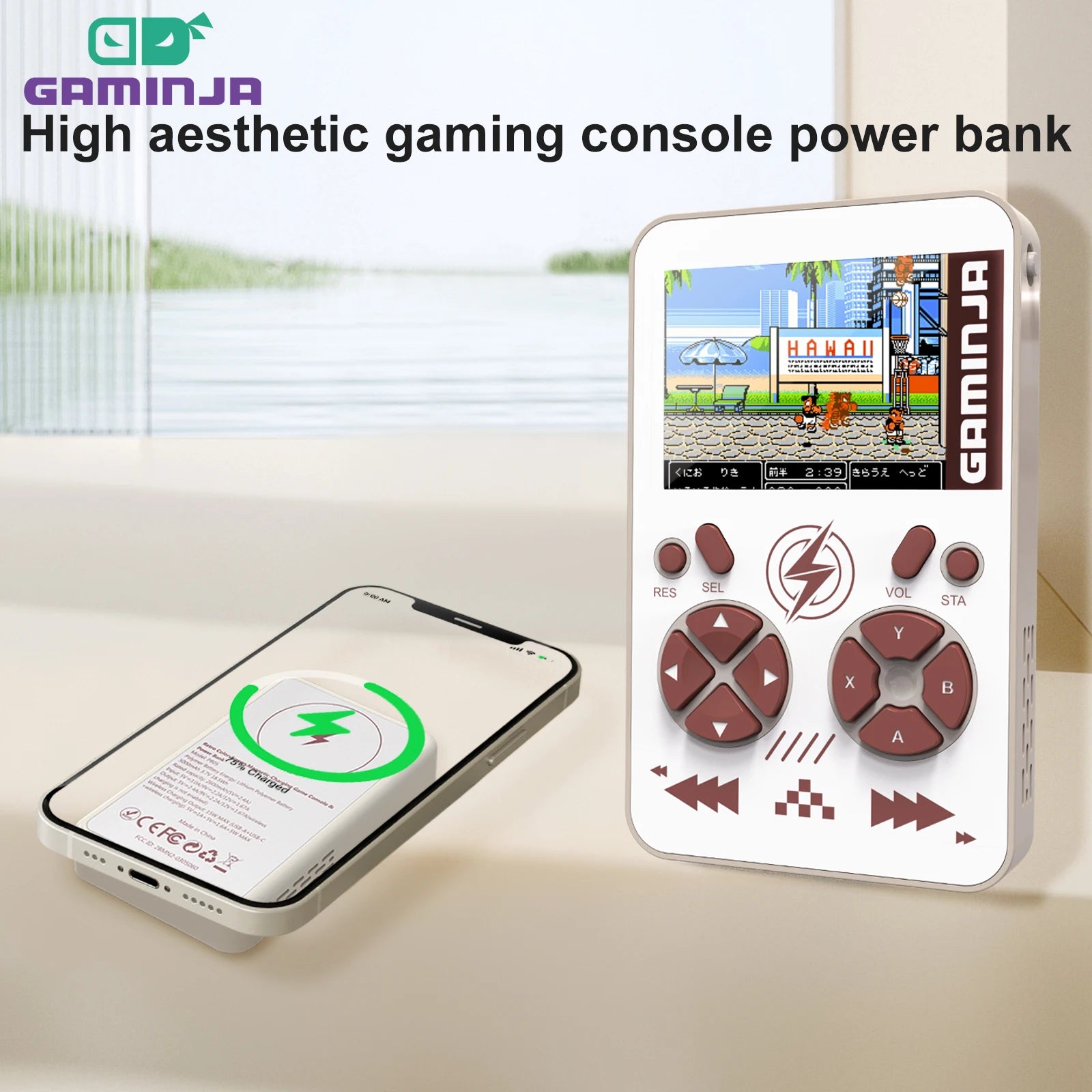 GAMINJA PB05 Mini Handheld Game Console Built-in 400 Games 5000mAh Battery Wireless Magnetic Power Bank Portable Game Console