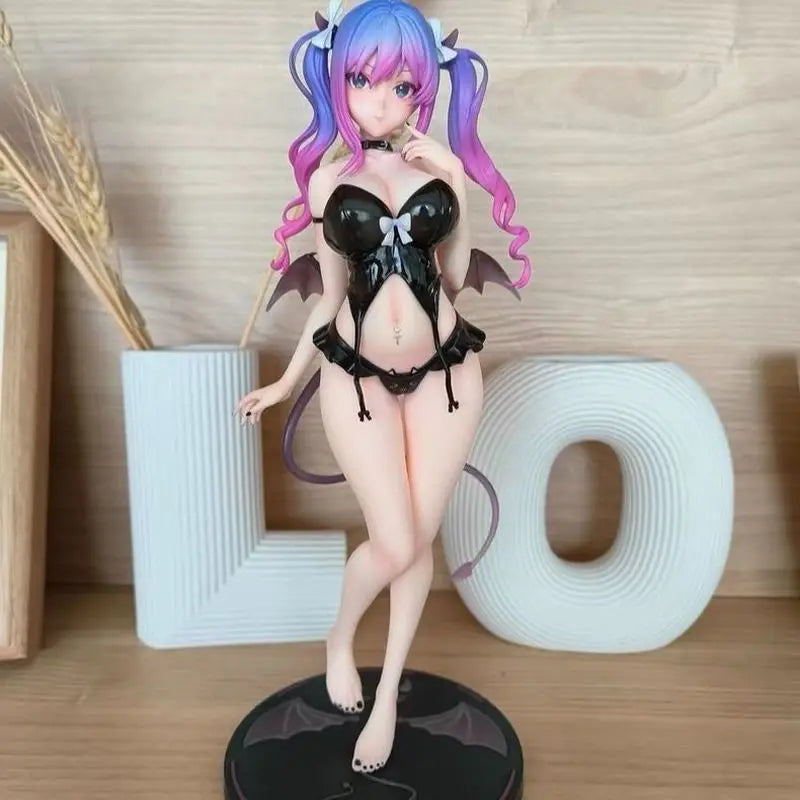 GW Momoko Cute Anime Succubus Figure PVC Collectible Purple Haired Anime Girl Figurine Desktop Decoration For Anime Otaku Fans