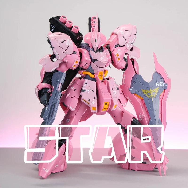 1/144 RG Sazabi Sakura Pink Assembly Mecha Action Figure Model Kit High Movable Toy With Water Slide Decal Desktop Ornament Gift