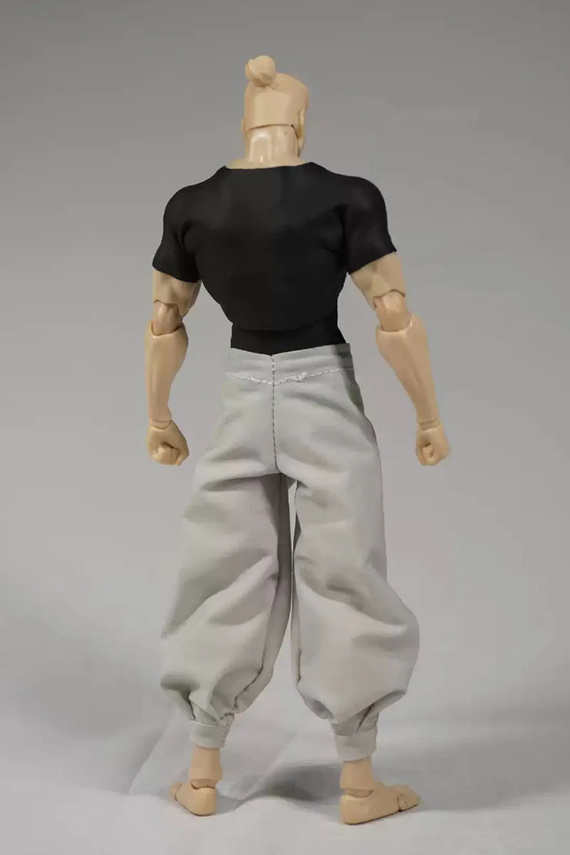 1/12 Scale Fushiguro Toji Cosplay Costume Black Tight T-shirt Grey Pants Suit Halloween Uniform Suit for 6" Action Figure Body