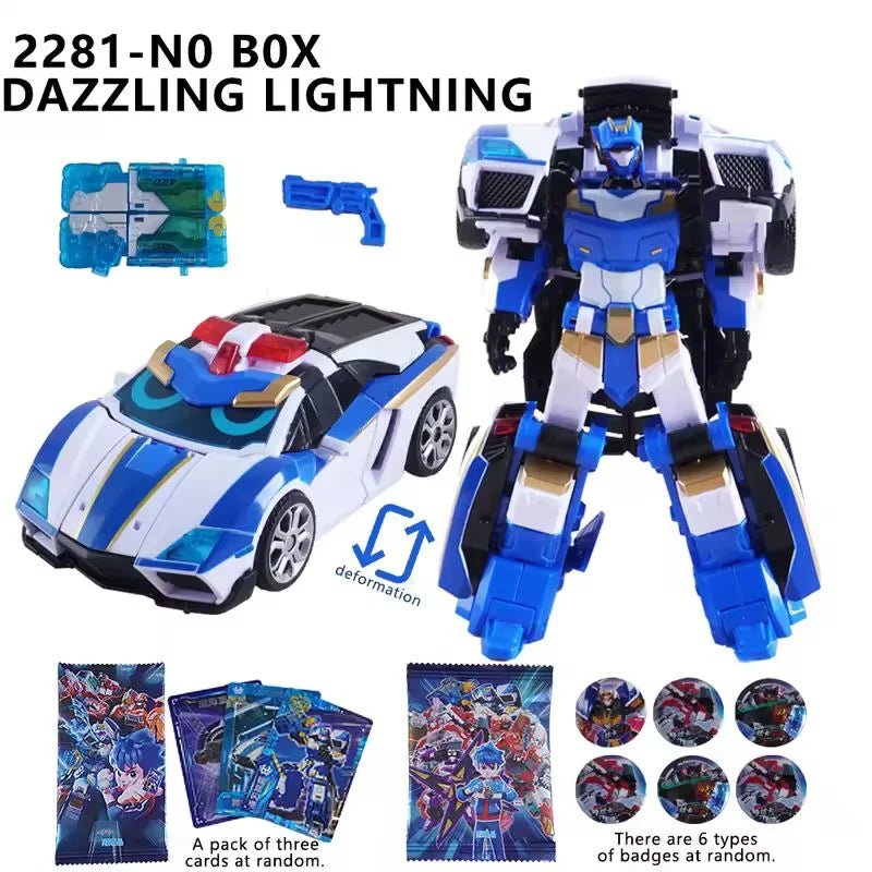 In Stock Transformation Toy Metal Cardbot Fire Engine HEAVY IRON Trailer Cargo Truck Transformation Robot Car Figure Boy Gifts