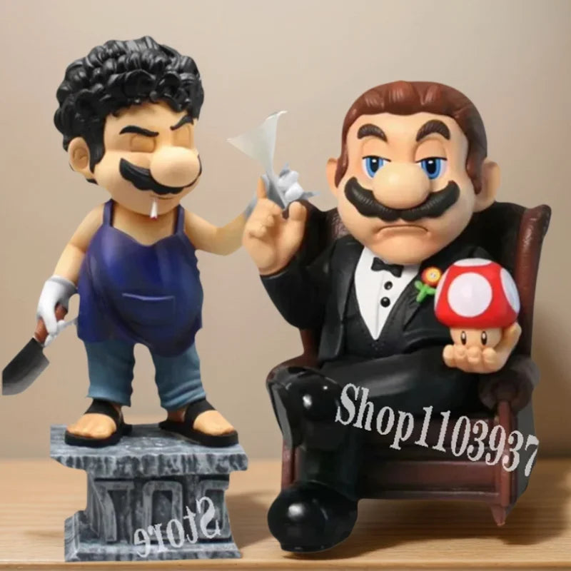 Anime Mario Spielfiguren GK Godfather Mario Maurer Actionfiguren Klempner Figur PVC Sammlung Modell Spielzeug Geburtstagspuppe Geschenk