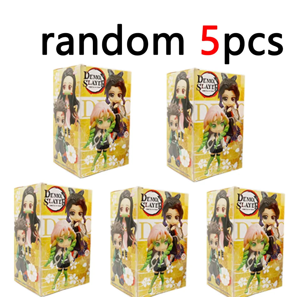 Demon Slayer Q Version Anime Figures 8Pcs Set Tanjiro Nezuko Hashira Collection PVC Model Birthday Christmas Gift for Kids