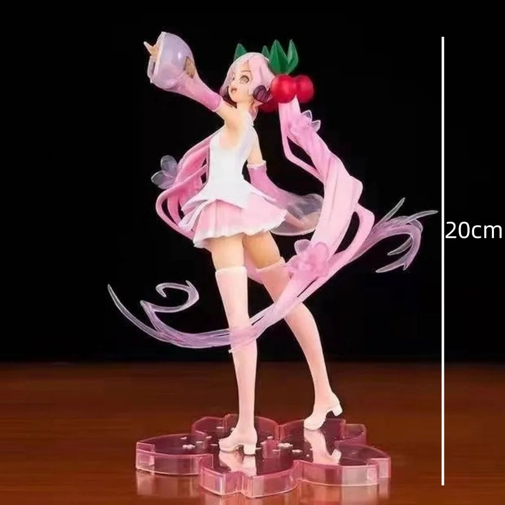 Miku Hatsune Anime Figure Sakura Pink skirt  Princess Anime PVC 20CM Doll Collectible Model Statue Cosplay Gift for Fans