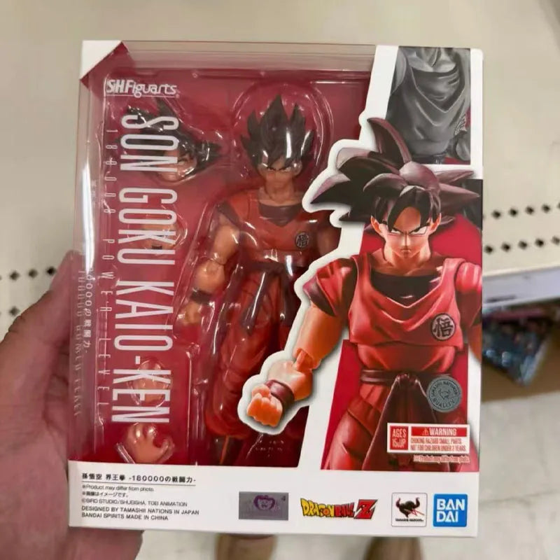 In Stock BANDAI Original Box Figuarts DRAGON BALL SON GOKU KAIO KEN 18000 POWER LEVEL Action Figure Model Toy Gift for Kids