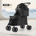 Double Layer Foldable Pet Stroller for Small Dogs Cats Lightweight Portable Outdoor Pushchair with Mesh Window Travel Carrier