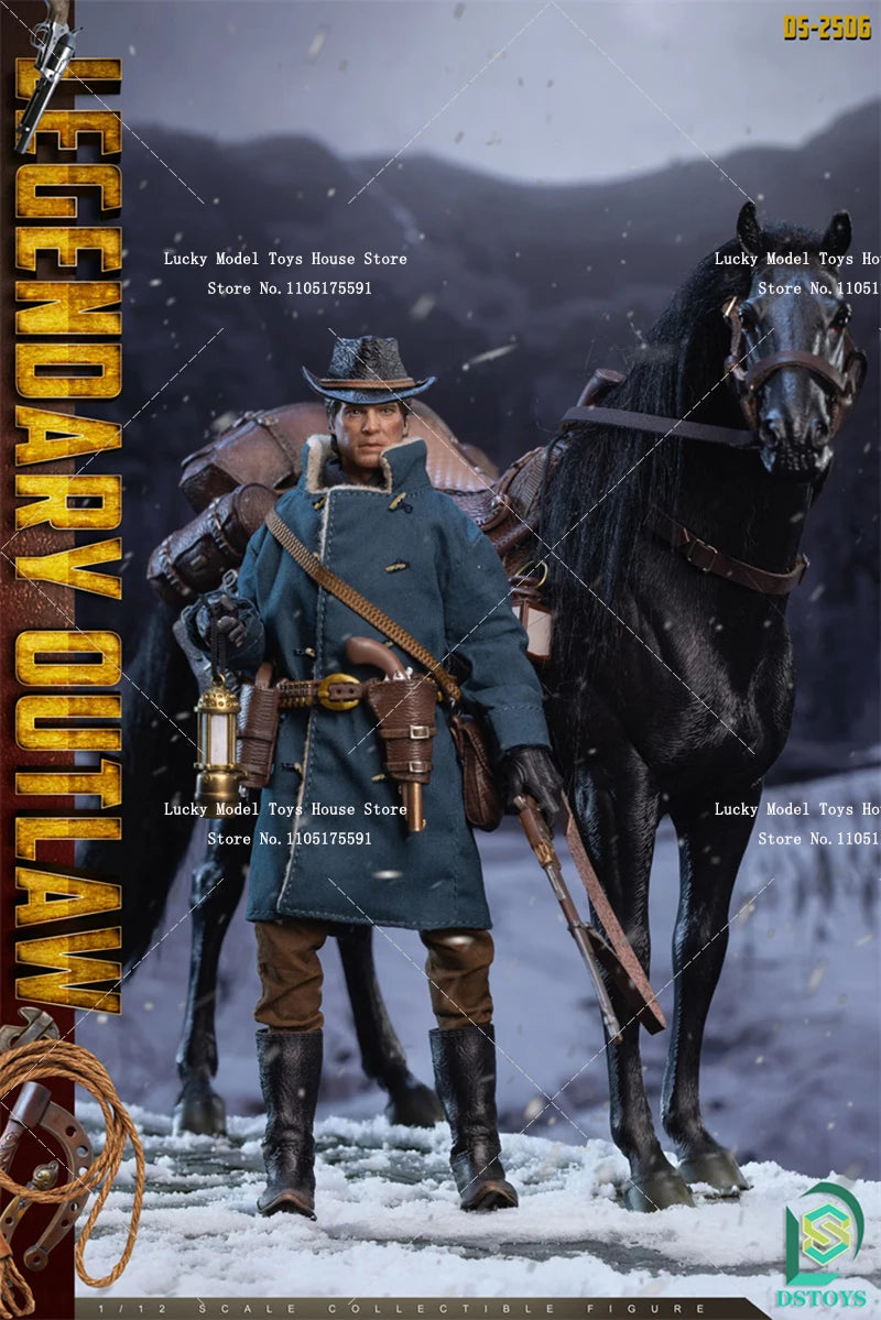 DSTOYS Original 1/12 Western Movie Handsome Cowboy Action Figure Mini Horse Model Ornament 6inch Man Windbreaker Soldier Gifts