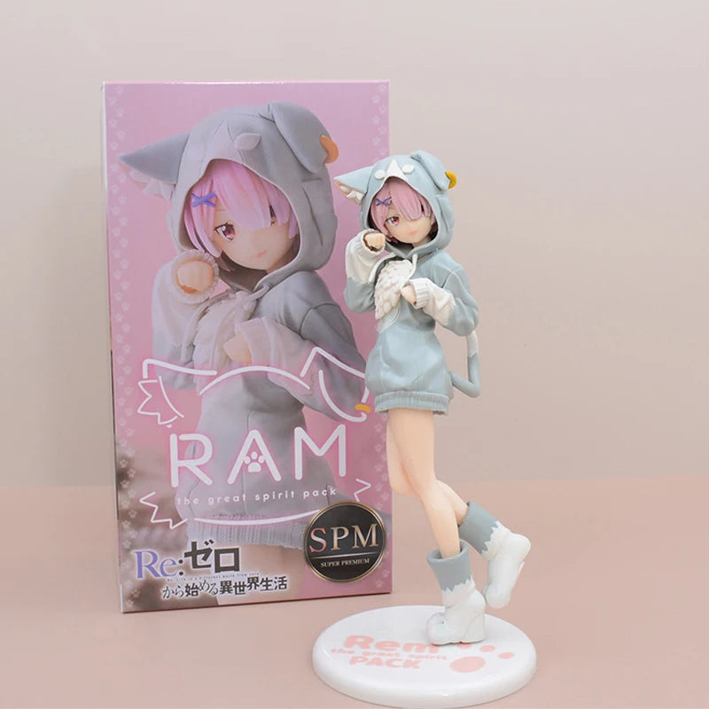 22см Re:ZERO Стартиране на живот в друг свят Ram/Rem Аниме момиче Фигурка Пухкав пакет Ram/Rem Екшън фигурка за възрастни Модел играчки Подаръци