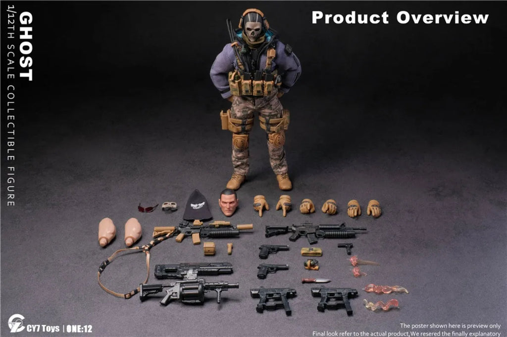 CY7-TOYS 6-inch 1:12 Death Ghost Movable Male Soldier Doll Model