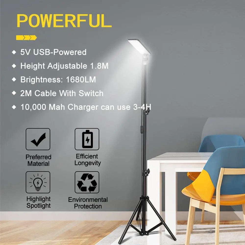 Преносима LED работна светлина за открито, USB статив, къмпинг лампа, прожектор, SMD телескопични стълбови лампи, сгъваема външна светлина за пикник