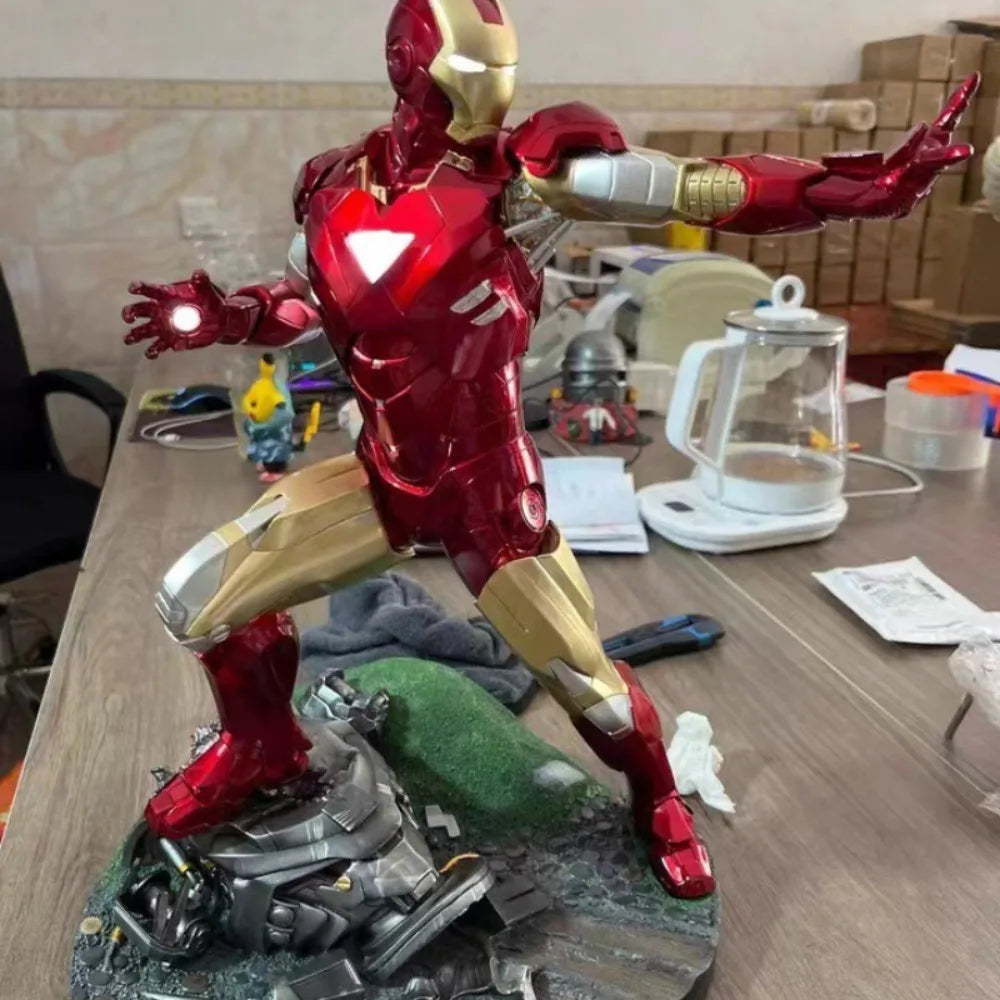 50cm The Avengers Movie Figure Iron Man Peripheral Resin Model Scene Glow Statue Desktop Decorate Ornaments Birthday Gifts Toys