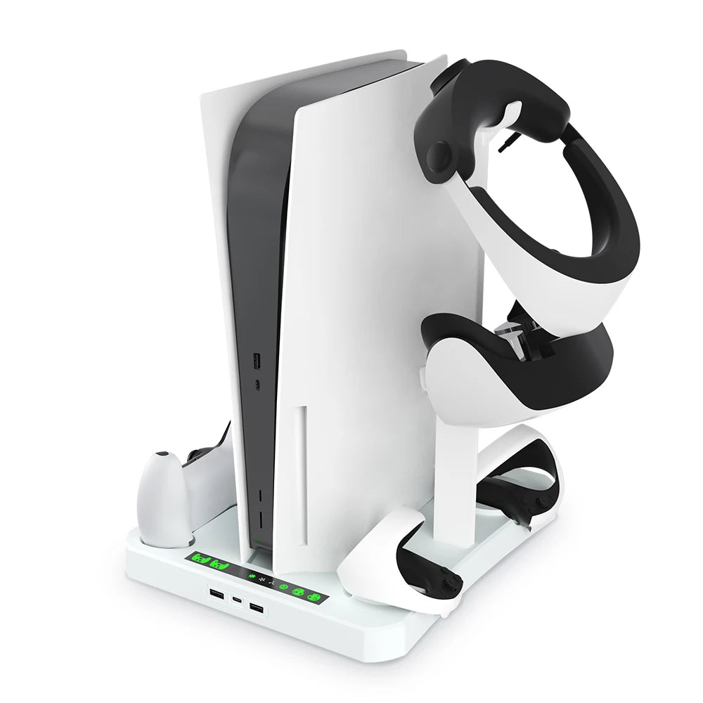 Ps5 Vertical Stand Vr Controller Charging Station 2 Cooling Fan 2 Headset Holder Base for Playstation 5 VR Console Accessories