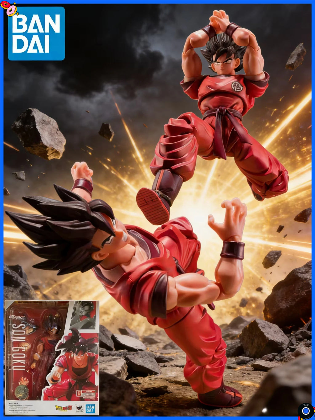 In Stock BANDAI Original Box Figuarts DRAGON BALL SON GOKU KAIO KEN 18000 POWER LEVEL Action Figure Model Toy Gift