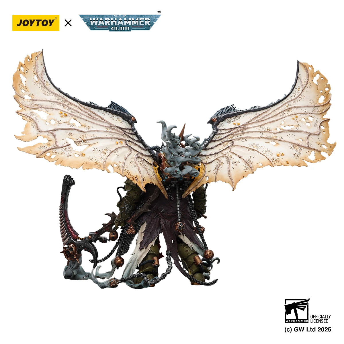 JOYTOY 1/18 Action Figures Mortarion Daemon Primarch of Nurgle with Ancient weapons‘The Lantern' and ‘Silence'