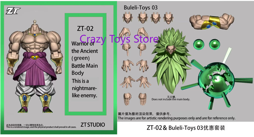 In Stock ZT Studio Dragon Ball SHF Broly Super Saiyan Ancient Warrior ZT-01 ZT-02 ZT-03 Anime Action Figure Collection gift