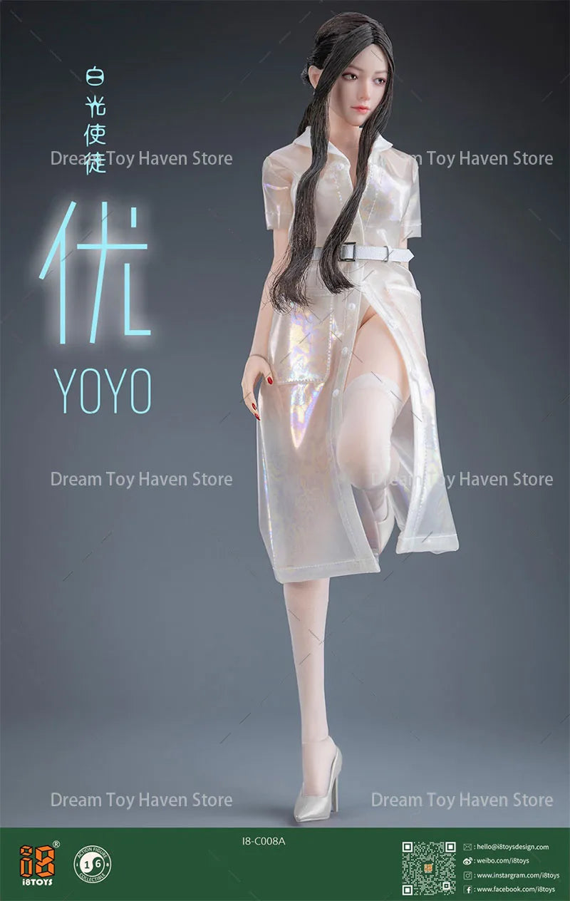1/6 Scale Female Soldier YOYO Charming Crystal Clear Moveable Eyeball Head Sculpt Clothes Set Fit 12Inch Action Figure Body