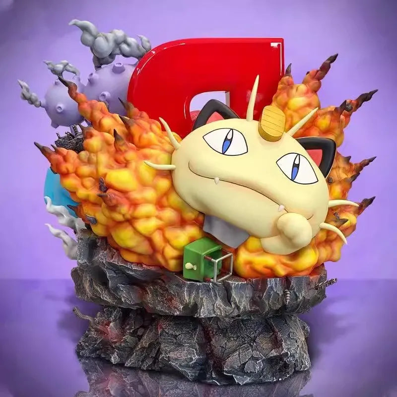 41cm Pokemon Evolution Figure Anime Figures With Led Light Statue Ash Ketchum Figures 38cm Egg Rocket Team Collection Model Toys