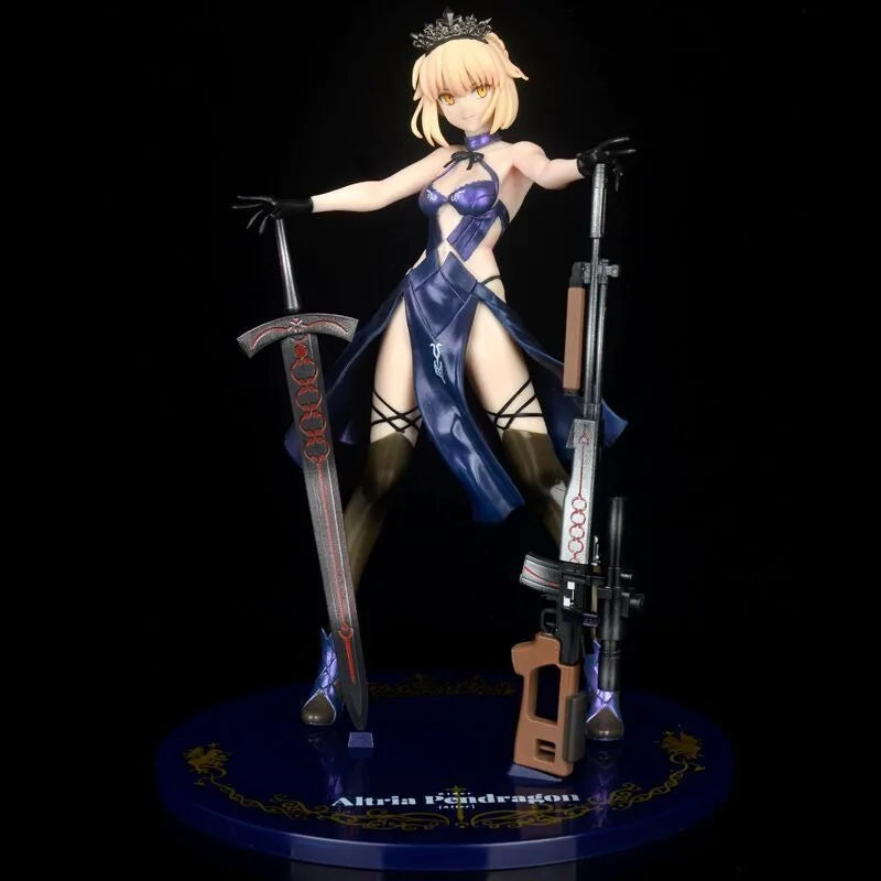 24Cm Fate Stay Night Action Figures Saber Altria Pendragon King Arthur Anime Figure Collect Desktop Decoration Figurine Model
