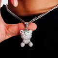 Provence Platin Cartoon Bär Charm mit voll gepflasterten runden Moissanite Diamanten für Frauen Personalisieren Charakter Charm Jahrestag