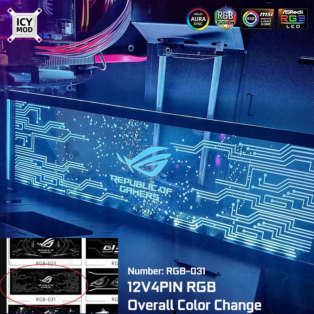ICY MOD Transparent Acrylic ARGB Luminescent Board Customized VGA Side Decorative Panel PC Case Appearance MOD Computer Gamer