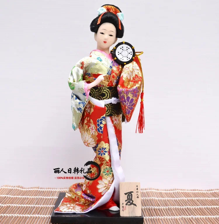 12inch Japanese Geisha Doll Statuette Sitting Figurine Japanese Kimono Kokeshi Kabuki Geisha Handicraft Ornament Birthday Gift