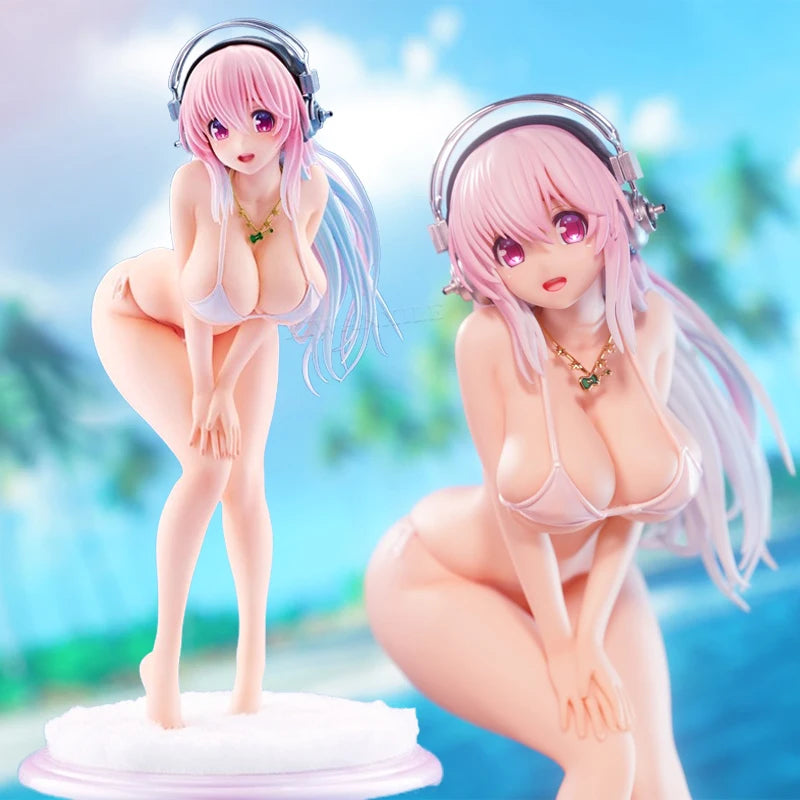 21cm Super Sonico Bikini Sexy Anime Girl Figure FuRyu BiCute Bunnies Super Sonico Action Figure Adult Collectible Model Doll Toy