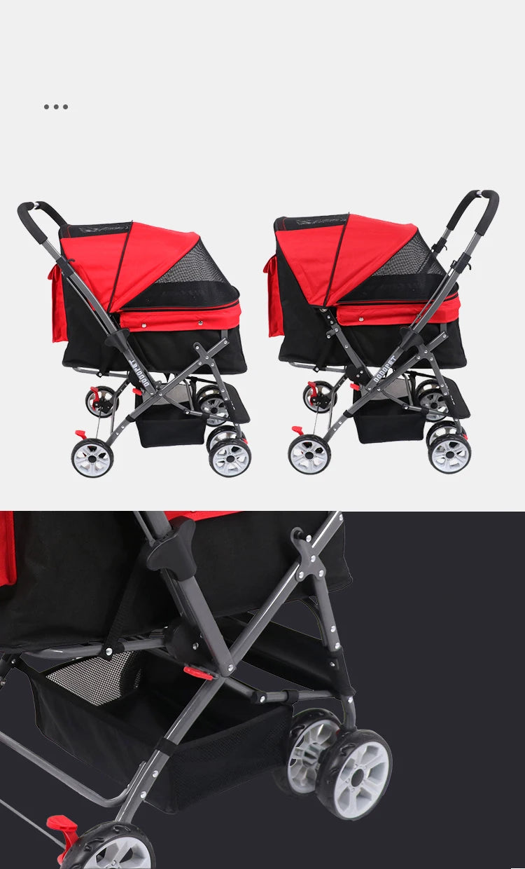 Luxus-Haustier-Kinderwagen Reise 4 Räder Hundekinderwagen Kleine Hunde Haustier-Kinderwagen für Hunde