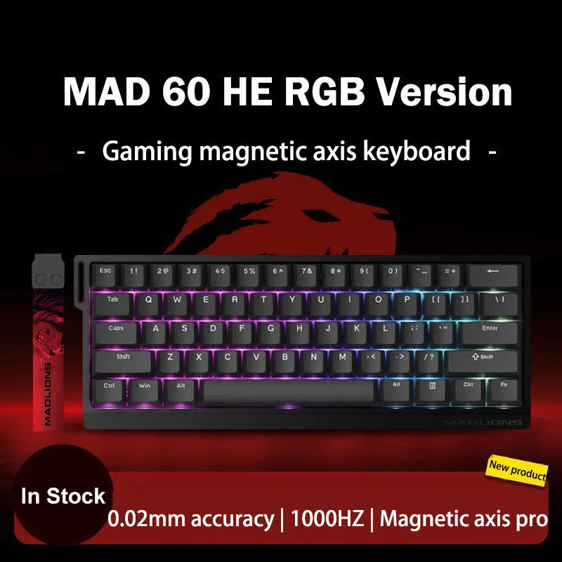 MADLIONS MAD 60/68HE Gaming-Tastatur mit magnetischem Schalter, kabelgebunden, Key Web Drive, benutzerdefiniertes 8K 61/68 Return RT, einstellbarer Tastenanschlag, Hot Swap