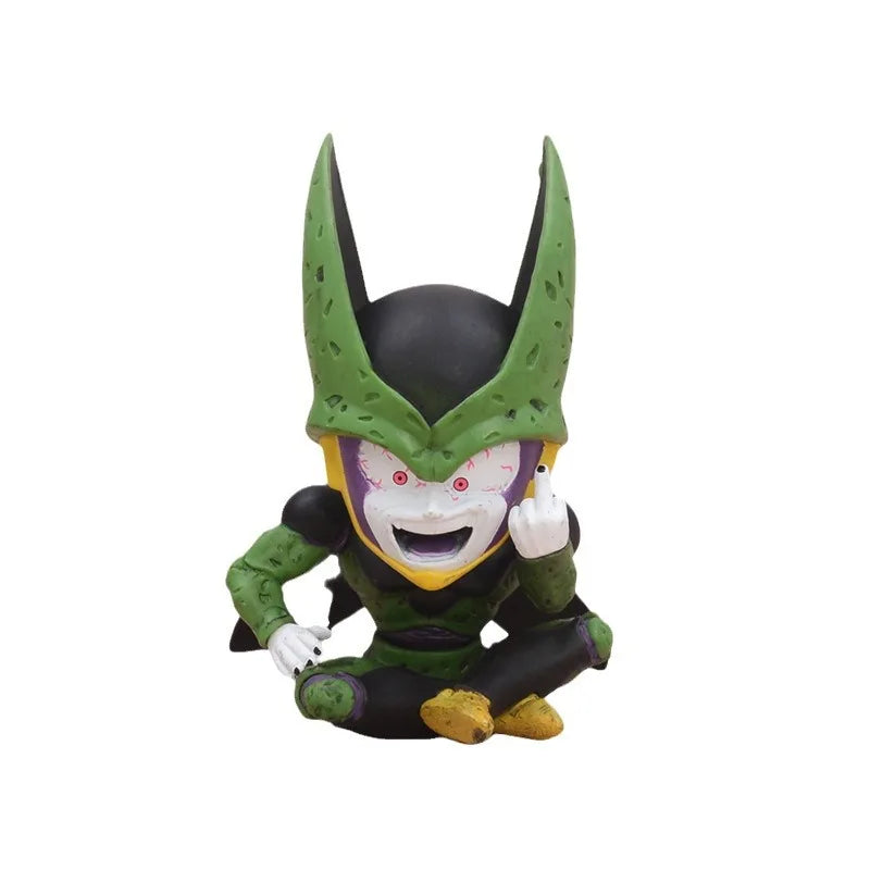 12cm Anime Dragon Ball Cute Cell Sitting Posture Erect Middle Finger Action Figure Pvc Model Doll Collection Statue Ornament Toy