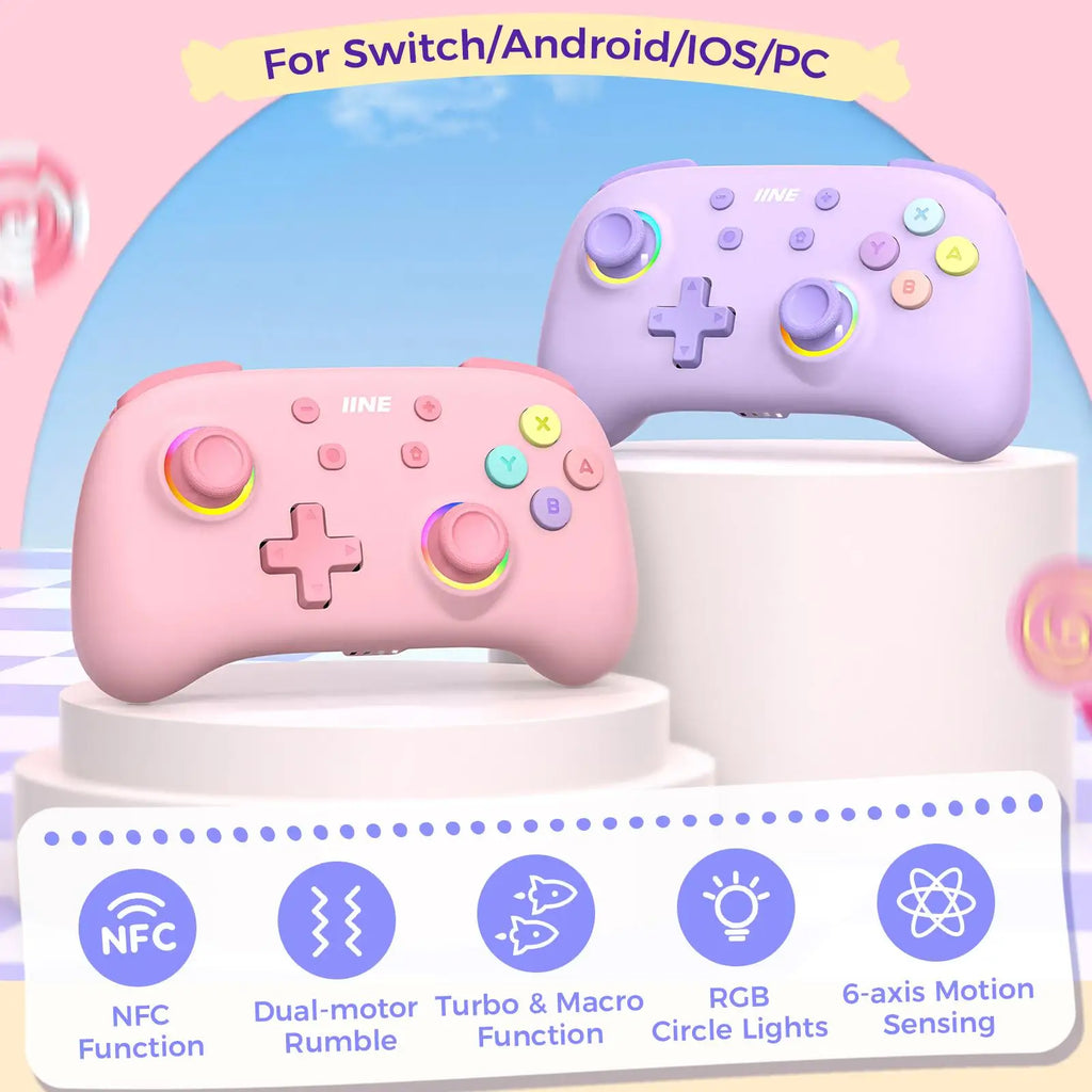 IINE Candy Pop Mini Controller for Switch/PC/iOS/Android/Pad, NFC & Turbo&Macro Function