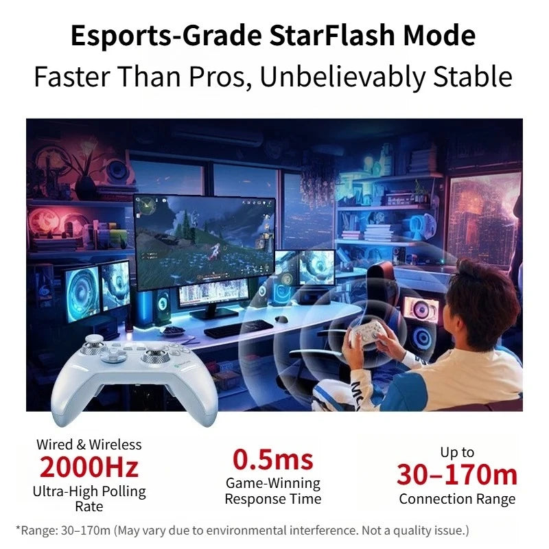BEITONG KP40 Pro Wireless Gamepad 2000Hz Polling Adjustable Hall Joysticks Dual Vibration Triggers Controller for PC Android iOS