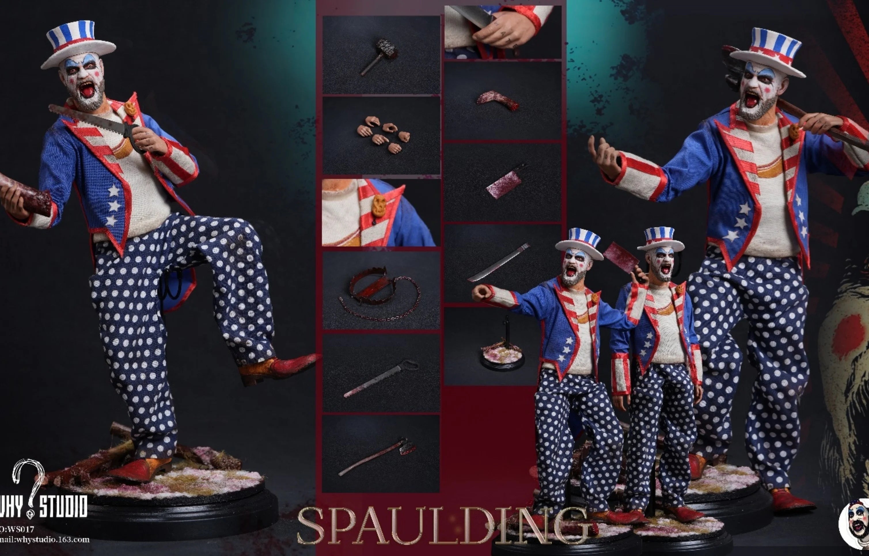 WHY STUDIO WS017 1/6 Spaulding US Clown Action Figure Model