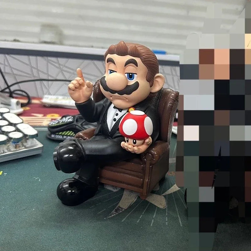 Anime Mario Spielfiguren GK Godfather Mario Maurer Actionfiguren Klempner Figur PVC Sammlung Modell Spielzeug Geburtstagspuppe Geschenk