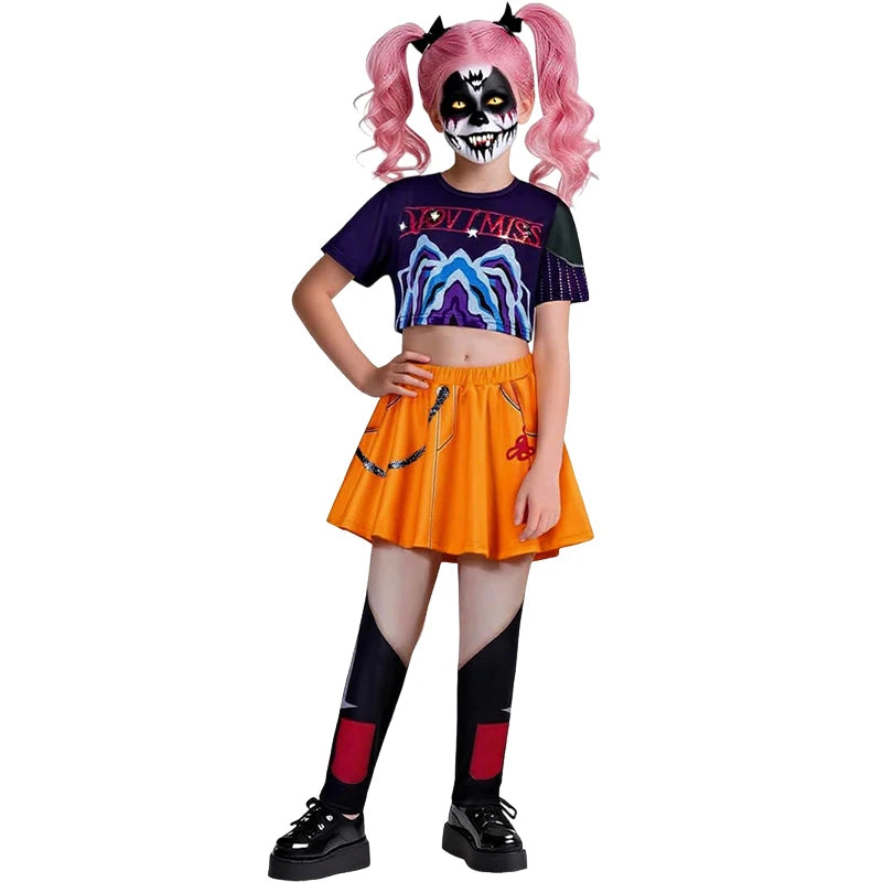 2025 New Halloween Roleplay Outfits Carnival Party Clothes Children Cosplay Costume Set 3D Printing Performance Dress