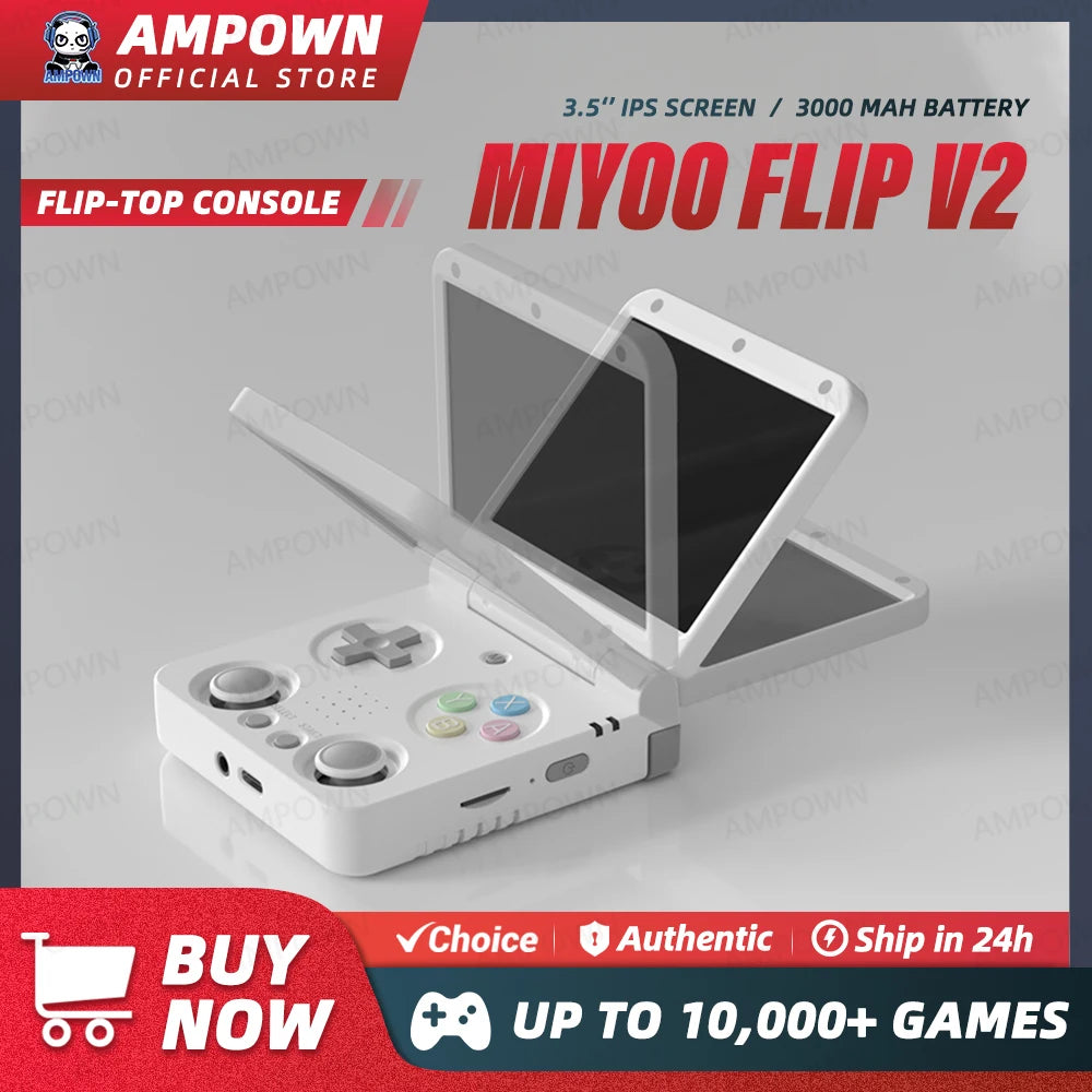 MIYOO FLIP V2 Handheld-Spielkonsole 3,5-Zoll-IPS-Bildschirm Linux OS Onion OS Retro-Videospielkonsolen Kostenlose Aufbewahrungstasche Spielergeschenke
