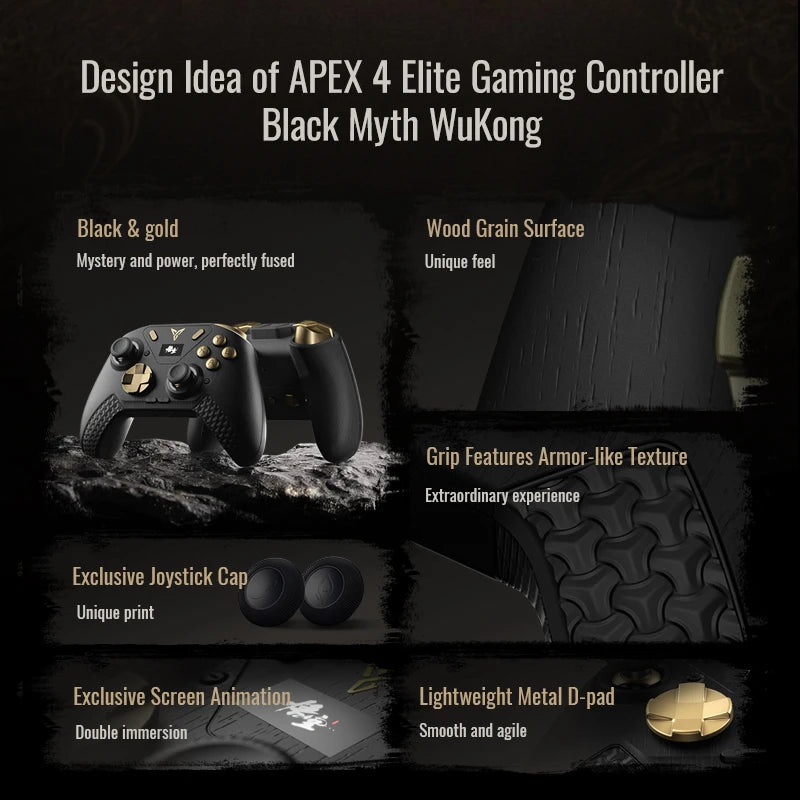 Flydigi APEX 4 / Black Myth Wukong Gamepad 2000hz Wireless Force Feedback Alloy Rocker Game Controller For Switch Android Steam
