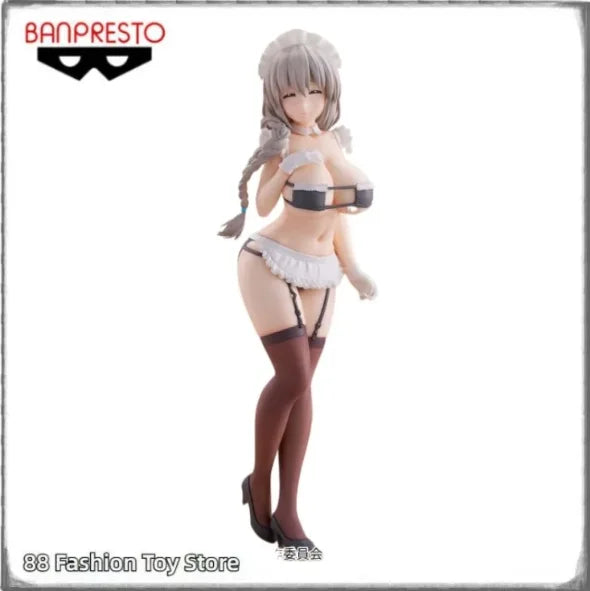 Original BANPRESTO GLITTER＆GLAMOURS Uzaki-chan Wants To Play! Uzaki Tsuki Maid Style 27CM Anime Figure Model Toy Gift Ornament